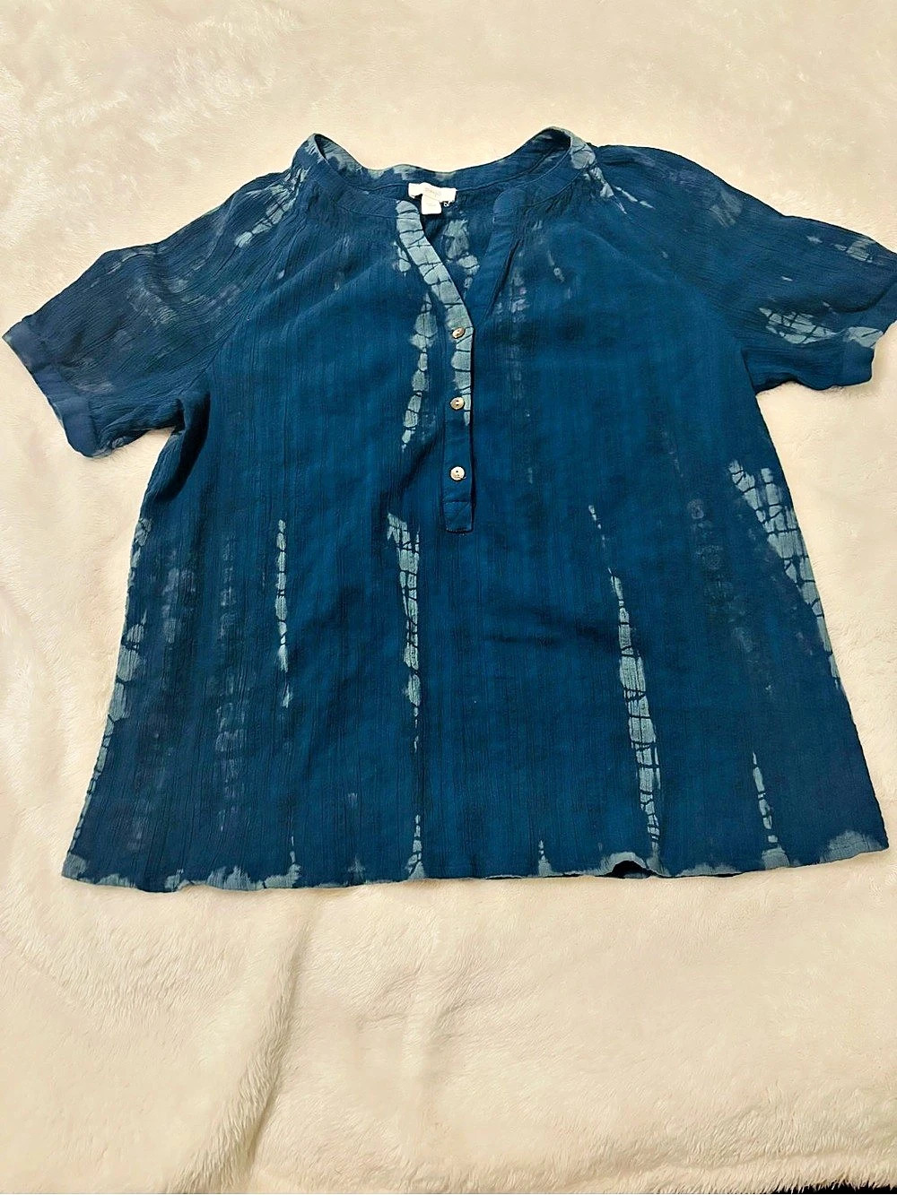 Pure Jill Blue Tie-Dye Button Down Size Large